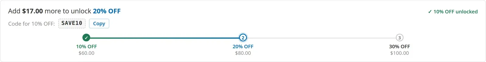 Step Indicator on the Cart page
