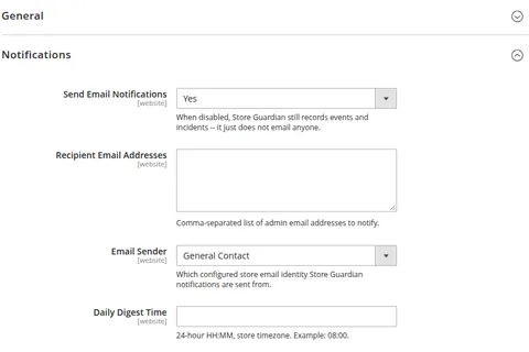 Notification settings