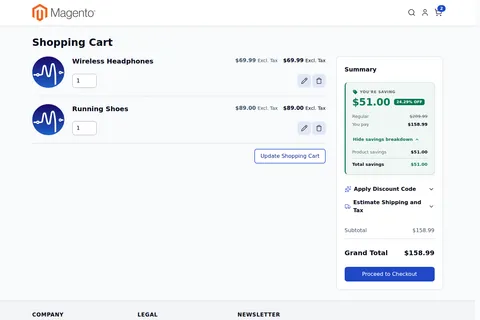 Hyvä cart: savings breakdown open