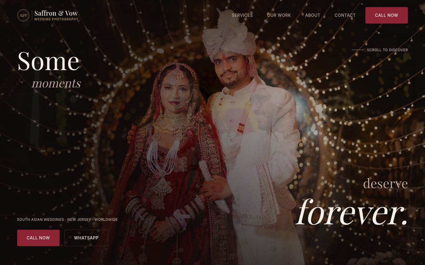 Saffron & Vow sample homepage on a laptop